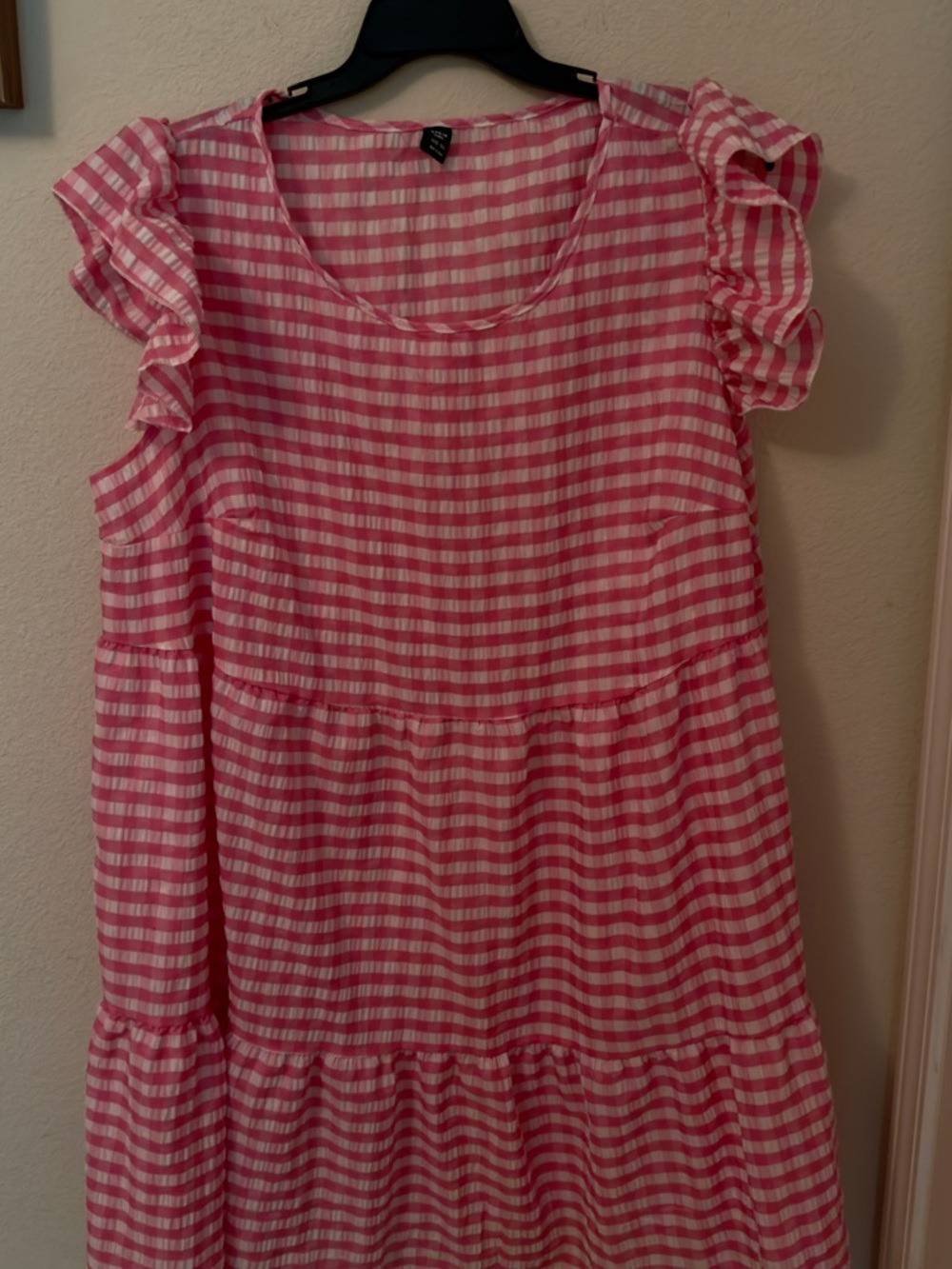 SHEIN Pink and White Gingham Midi Dress - Picture 2 of 5